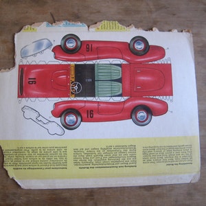 vintage 50&#39;s Quaker corn flakes paper cut advertisement super car