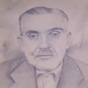 pintura original vintage, retrato del anciano, firmado y enmarcado