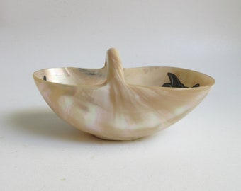 antique mother of pearl and 925 silver trinket bowl, probably Victorian, beginning of 1900&#39;s home decor