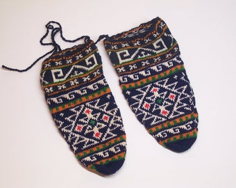 antique wool socks, hand knitting, folk art greece