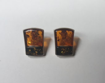 vintage amber and silver earrings