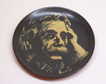 peinture de portrait vintage d'Albert Einstein sur plaque, par Sachinis