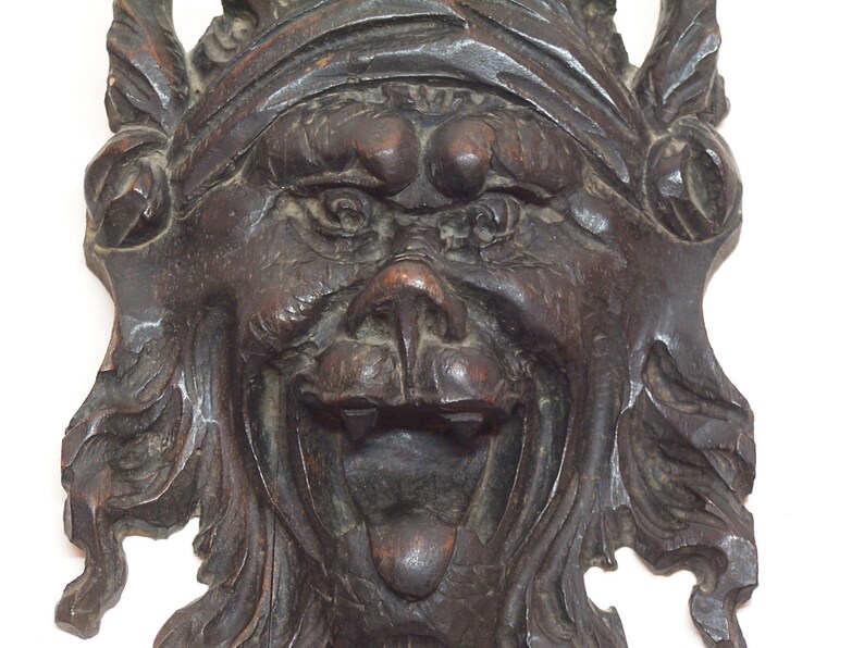 Antique Hand Carved Asian Foo Dog Wall Hanging Mask Etsy
