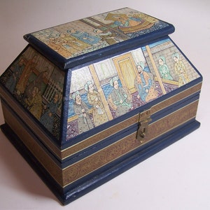 vintage wooden hand painted jewelry case, Sultan Mehmed the Conqueror