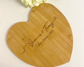 Personalised Heart Chopping Board - Wedding Gift - Personalised Wording