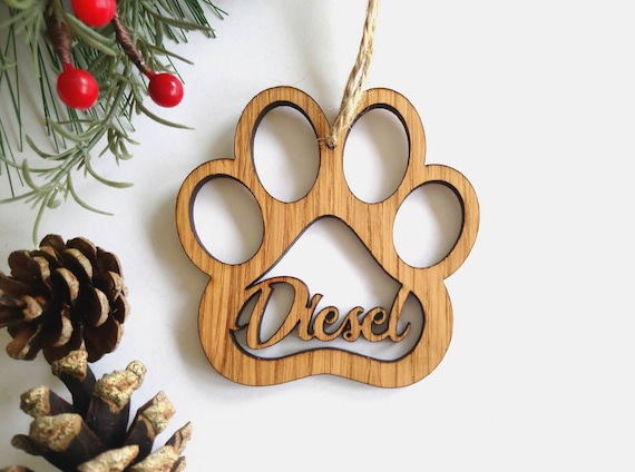Paw Print Decoration Personalised Pet Oak Cut Out Etsy