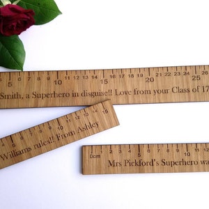 Personalised Teachers Ruler - Teachers gift - Oak Rulers - Teaching Assistant Gift - Key Worker - Nursery Gift - 15cm & 30cm Ruler Option