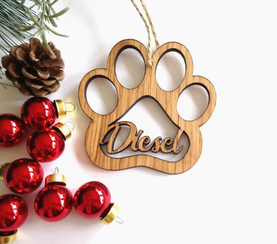 Paw Print Decoration Personalised Pet Oak Cut Out Etsy