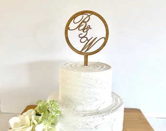 Monogram Cake Topper - Circle/Hexagon Monogram shape with names or initials