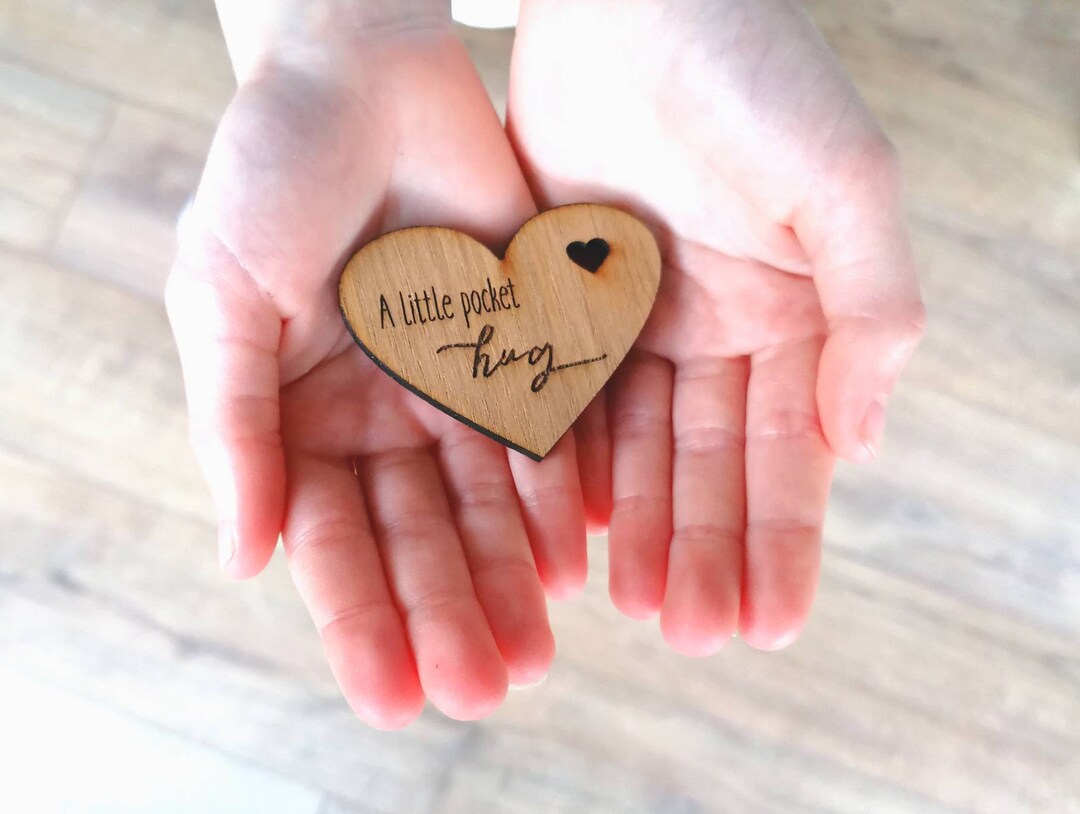 A Hug For..... Heart Wooden Hug Token Gift, Special Gift, Missing You