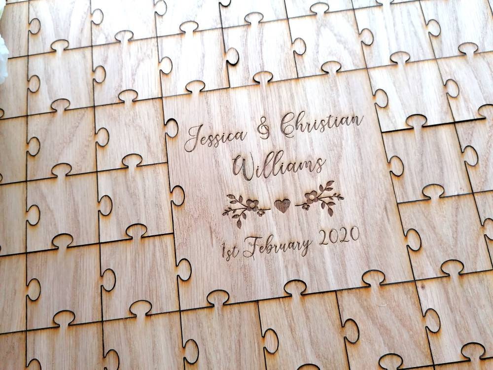 Wedding Guest Book Jigsaw Pieces Oak Veneer Puzzle Guest Etsy UK