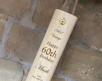 Rope Handled Personalised Wine Box - Wooden Engraved Wine Box Gift - Customised Wooden Gift Box - Personalized - BOTTLE NOT INCLUDED