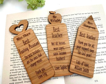 Teacher Gift Bookmark -Teacher Bookmark - Apple Gift - Oak Veneer - Teacher Gift - Children's Bookmark