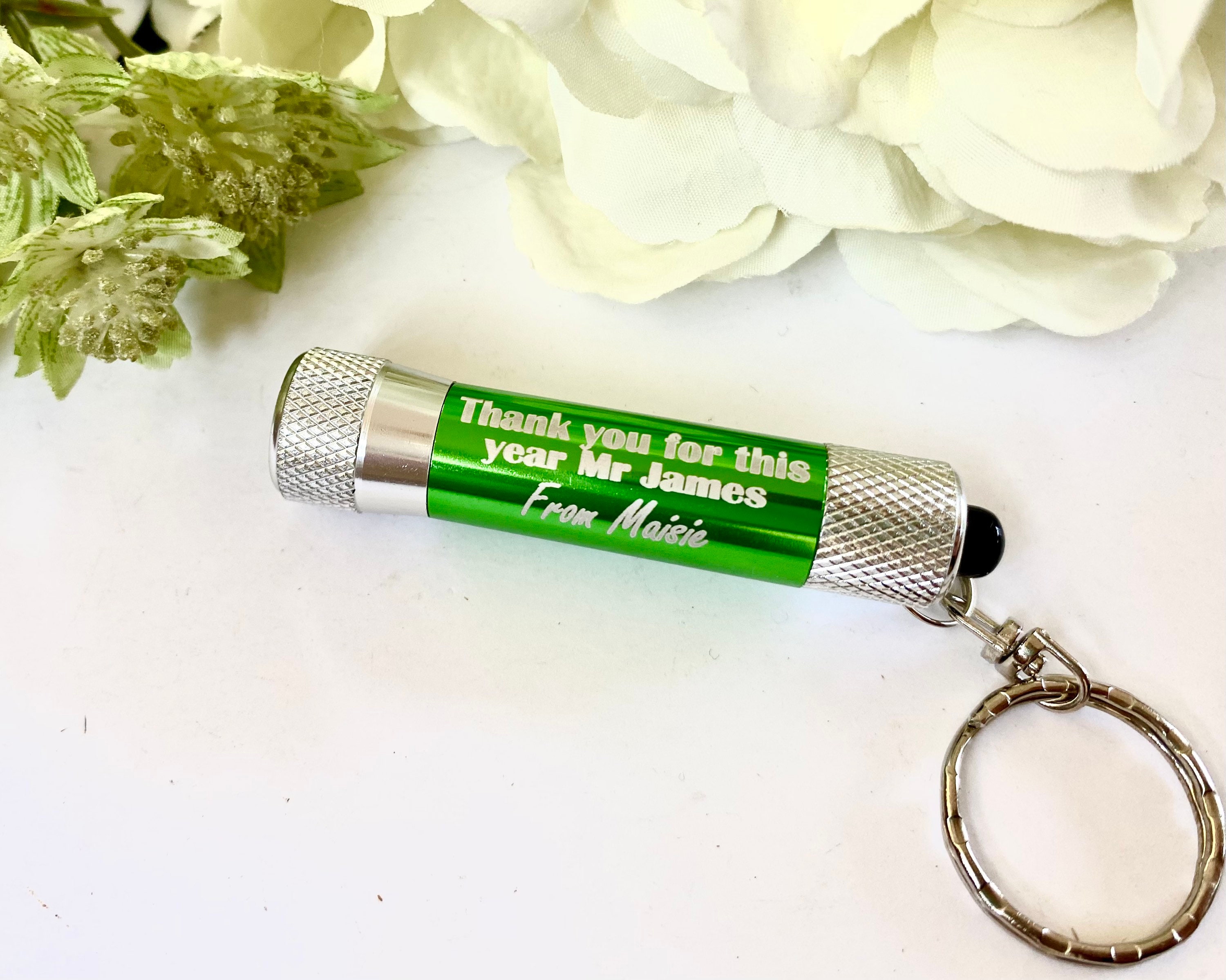 Mini Torch Keyring black or Green Engraved Torch Flash Etsy UK