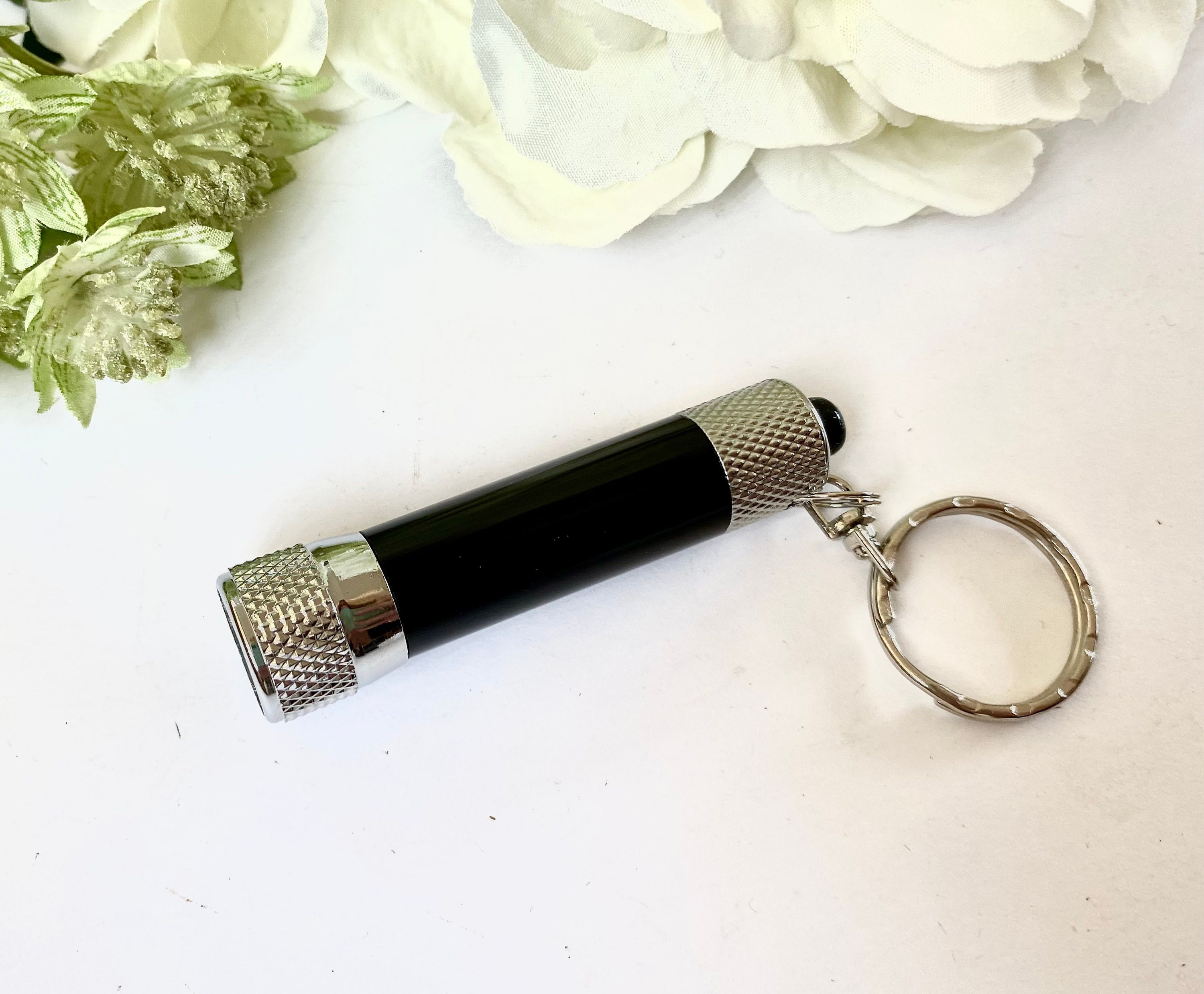 Mini Torch Keyring black or Green Engraved Torch Flash Etsy UK