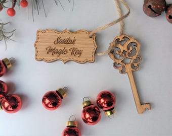 Santa's Magic Key - Personalised Christmas Decoration - Rustic Christmas Decoration