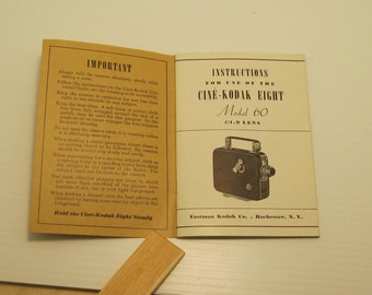 Eastman  Kodak  Camera  8,   Model 60'    Cine-Kodak    Manual Instructions   Made in the U.S.A