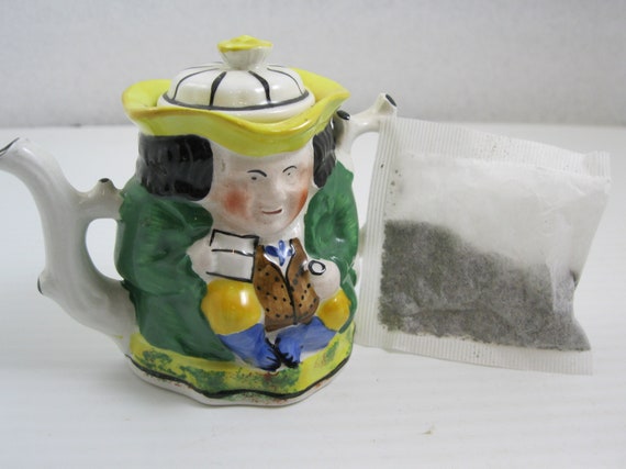 Miniatura Ingles Figural Tea Pot Dos Caras Estilo Caricature Etsy