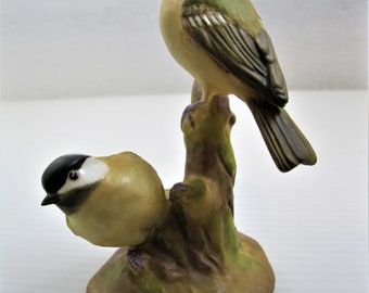 Royal Worchester  #3376  Coal Tit Birds on a Branch Song Bird Figurine  Porcelain  Made in England 1960s