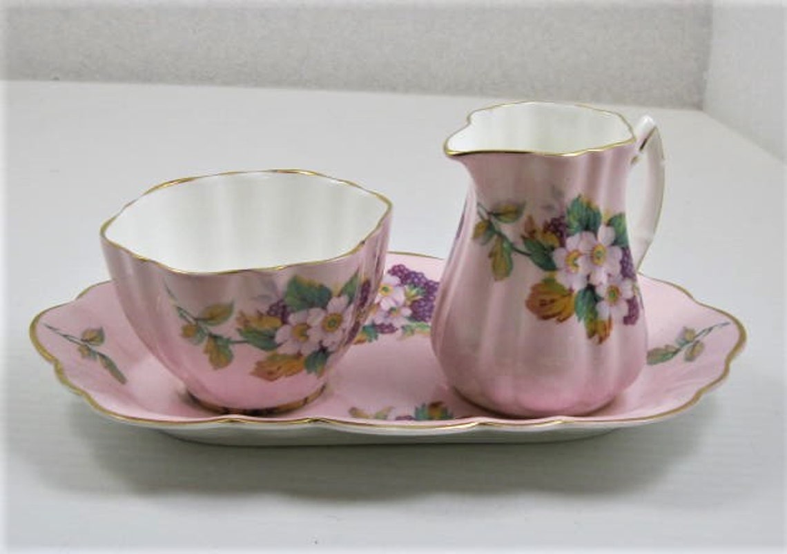 Tea Set Milk Cream Jug sugar Bowl With Undertray Flowers and Etsy UK