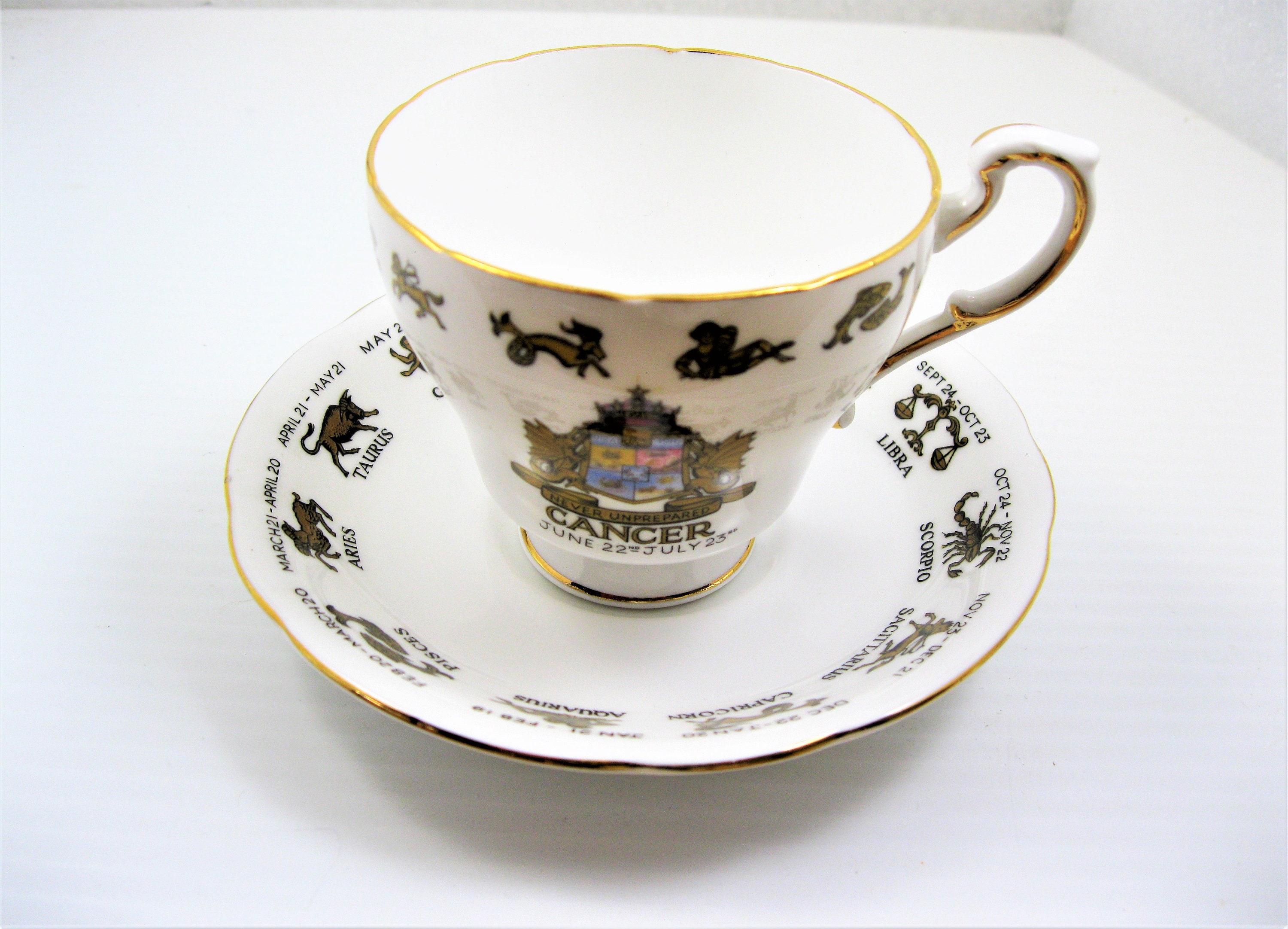 Zodiac Horoscope Cup and Saucer Signs of the Cancer Etsy