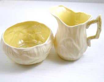 Irish Belleek Cream and Sugar Bowl Set   Irish Porcelain