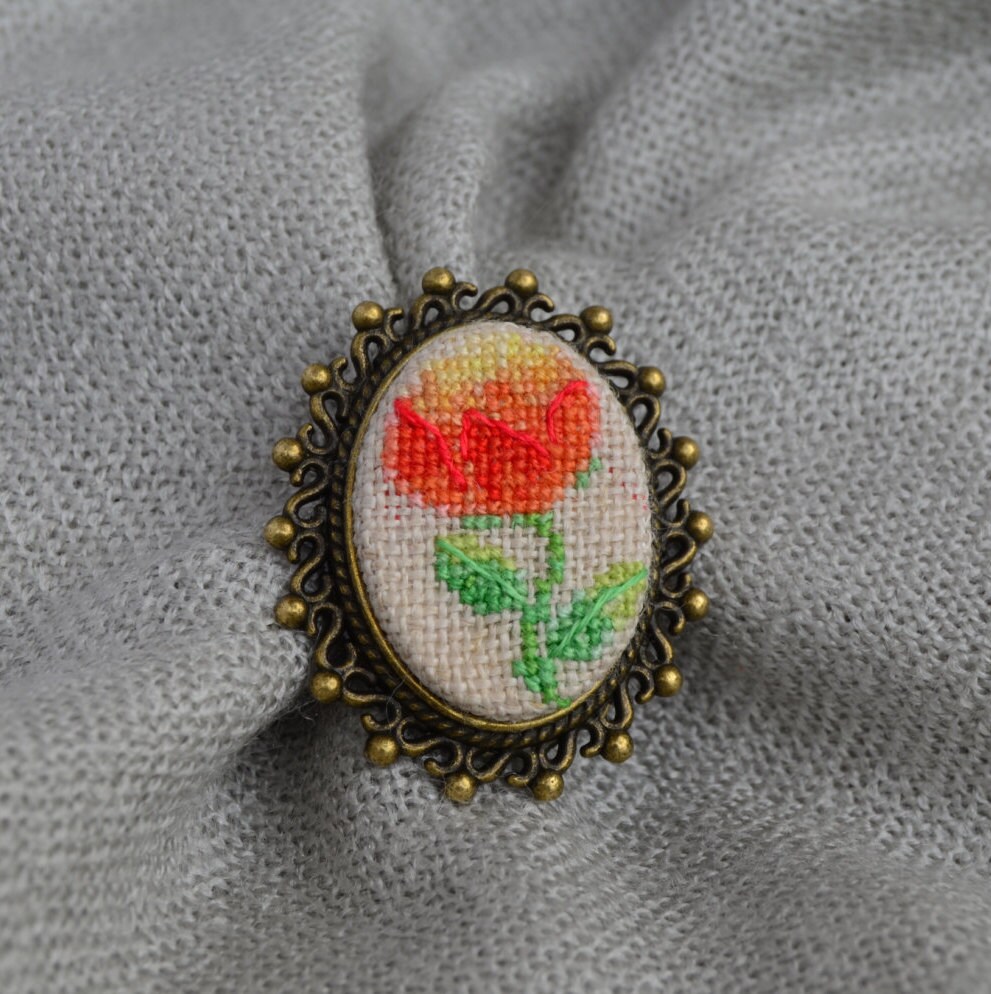 Cloth Brooch, Colored Floral Brooch, Scarf Pin, Fabric Brooches