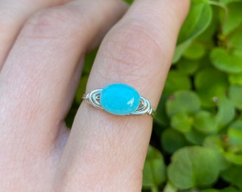 Peruvian Opal Ring | Peruvian Opal Jewelry | Aquamarine Ring | Aquamarine Jewelry | Teal Ring | Teal Jewelry | Everyday Ring | Boho Ring