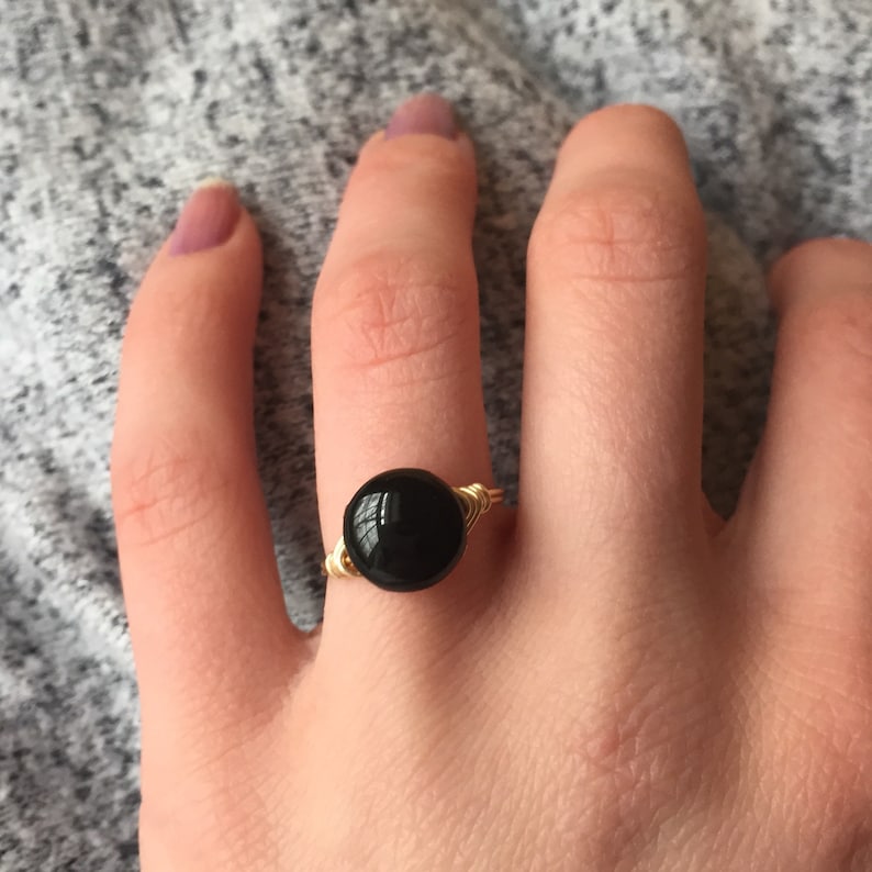 Circular Round Black Ring Everyday Ring Statement Ring Etsy