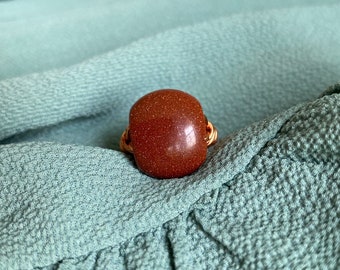 Large Shimmer Coppery Ring | Sparkly Coppery Ring | Sparkly Ring | Sparkly Gold Ring | Autumn Ring | Amber Brown Ring | Jewelry Gift