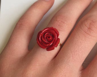 Red flower ring deals