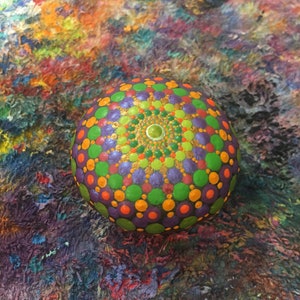 Mandala Stone | Hand Painted Dot Art | Dot Painting | Painted Rock | Mediation Décor | InspiredHeartArt | Inspired Heart Art