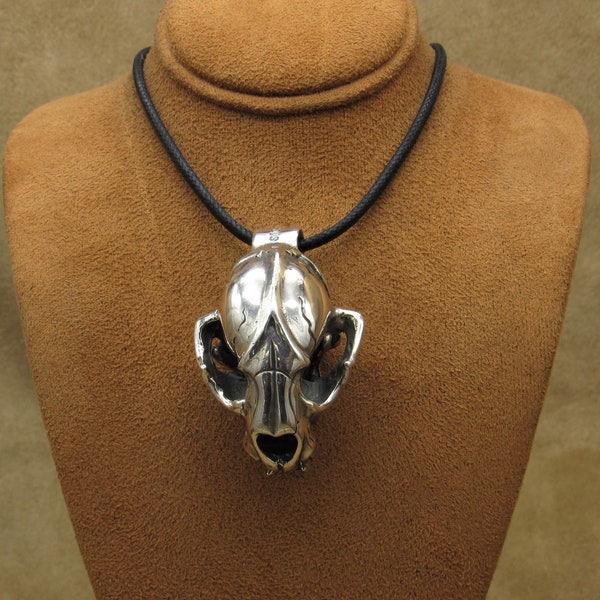 Sterling Silver Mountain Lion Skull Necklace