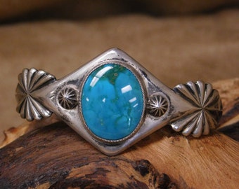 Vintage Sterling Silver Turquoise Cuff Bracelet