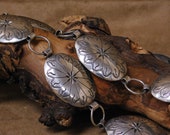 Vintage Sterling Silver Stamped Concho Belt