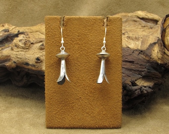 Sterling Silver Squash Blossom Dangle Wire Earrings