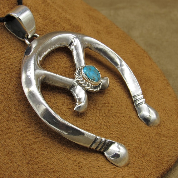 Southwest Sand Cast Sterling Silver and Turquoise… - image 3