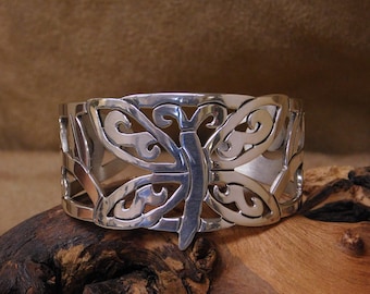 Vintage Southwestern Sterling Silver Butterfly Cuff Bracelet