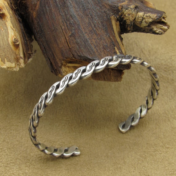 Southwest Sterling Silver Twisted Wire Cuff Brace… - image 5