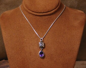Vintage Sterling Silver Amethyst Necklace