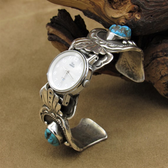 Sterling Silver and Turquoise Ladies Southwest Wa… - image 3