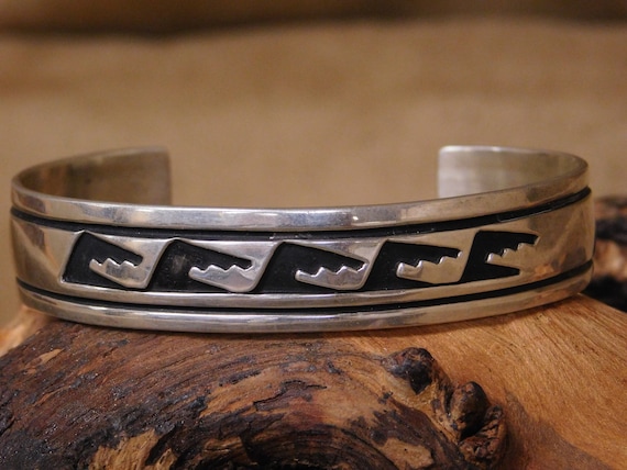 Navajo Overlay Sterling Silver Cuff Bracelet T. Billy - Etsy