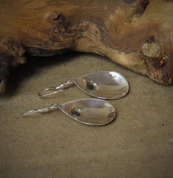 Sterling Silver Tear Drop Dangle Wire Earrings wi… - image 4