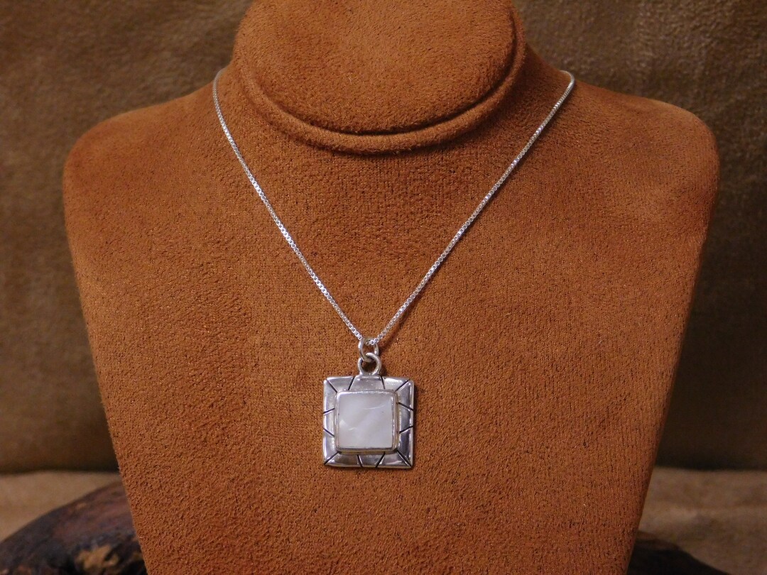 Vintage Sterling Silver Mother of Pearl Necklace - Etsy