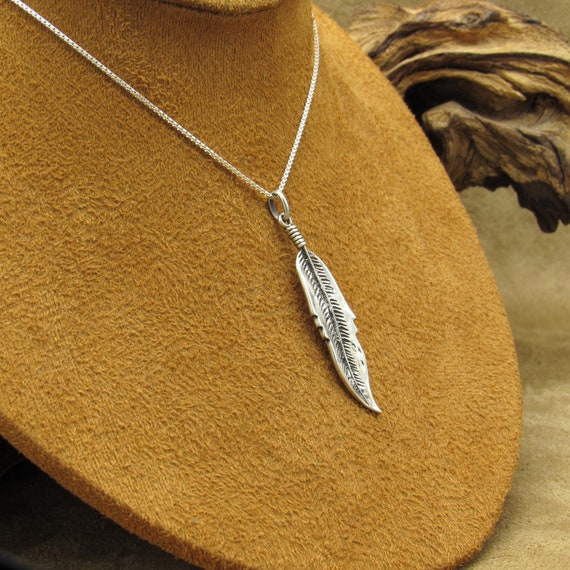 Vintage Sterling Silver Feather Necklace - image 4
