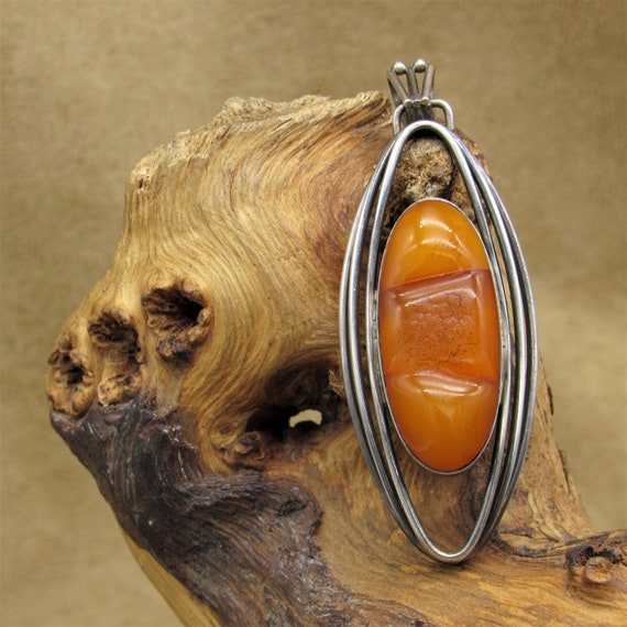 Sterling Silver and Amber Pendant - image 1