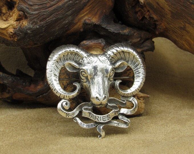 Sterling Silver Aries Ram's Head Zodiac Pin