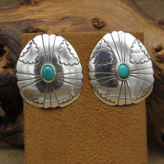 Sterling Silver and Turquoise Post Earrings - image 2
