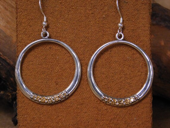 Vintage Sterling Silver Orange Circle Earrings - image 2