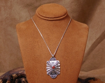 Vintage Sterling Silver Ornate Coral Necklace